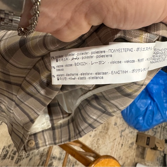 Zara Women's Dress Pants Tan And Brown Plaid Size Large - Picture 3 of 6